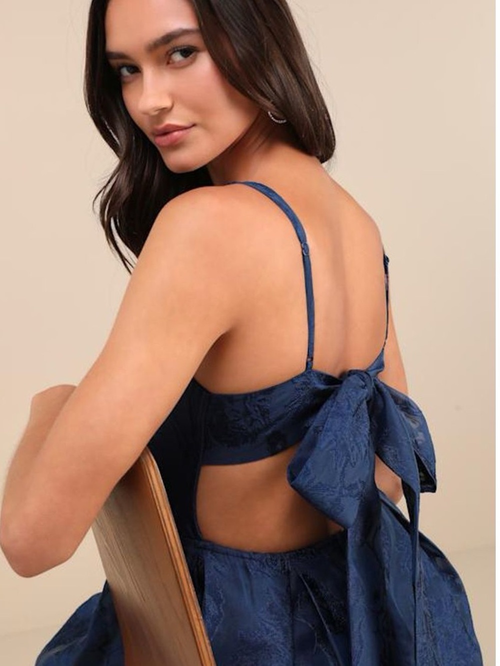 Lulus Perfected Aura Jacquard Tie-Back Maxi Dress With Pockets Blue Navy XL - Picture 4 of 6